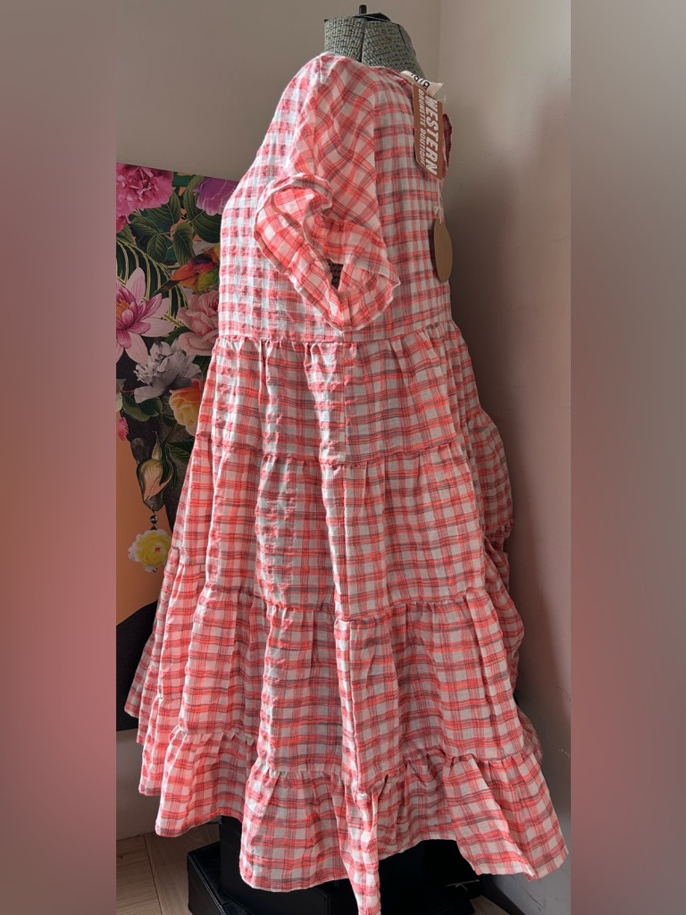 NWT BIBI STILL SPINNING RUFFLED HEM SHORT SLEEVE TIERED RUFFLE DRESS. XL - Picture 3 of 10